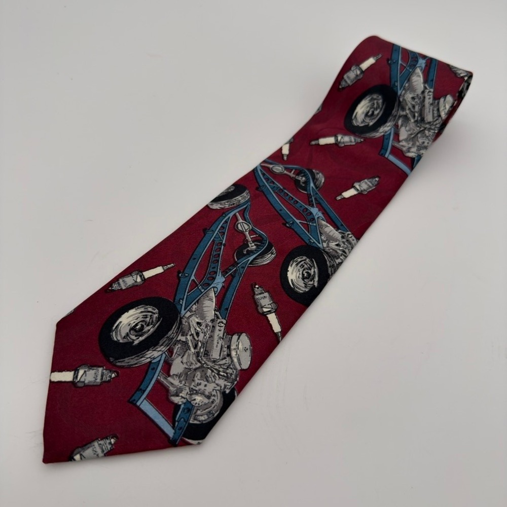 Home Improvement TV Show Novelty Tie Burgundy Automotive Mechanic Vintage USA